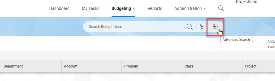7. To use the Advanced Search feature, select the Advanced Search icon at the top if the screen.