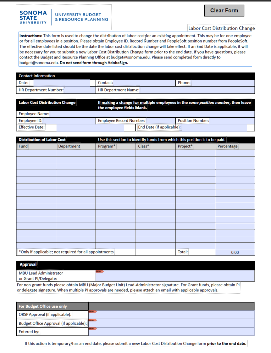 LCD Change Form