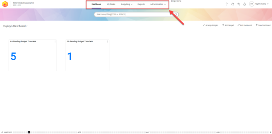 Access the Report option from the menu at the top of the screen.