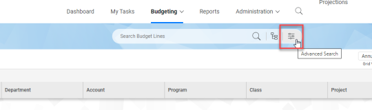 To use the Advanced Search feature, select the Advanced Search icon at the top if the screen.