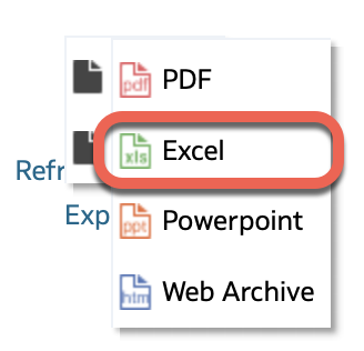 Verify information on screen. If information is correct, export formatted Excel version
