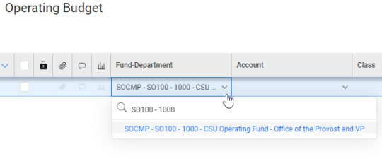 Start filling in the applicable fields. Begin with the fund – department combination.  NOTE: The system is case sensitive to the “space” “dash (-)“ “space” between the fund and department.