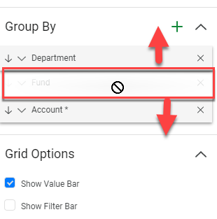 You can also click and drag any group by fields to change the order they appear on your layout.