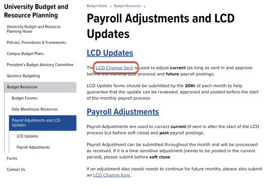 Download an LCD Change Form from the Budget website.