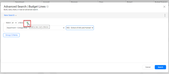 Add more search criteria to tailor your search
